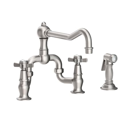 Newport Brass Kitchen Bridge Faucet With Side Spray in Stainless Steel (Pvd) 1/20/9451